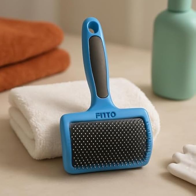 Pet Bath Brush Silicone Grooming Brush for Dogs Cats - Blue 13x6cm Shampoo Massager Scrubber