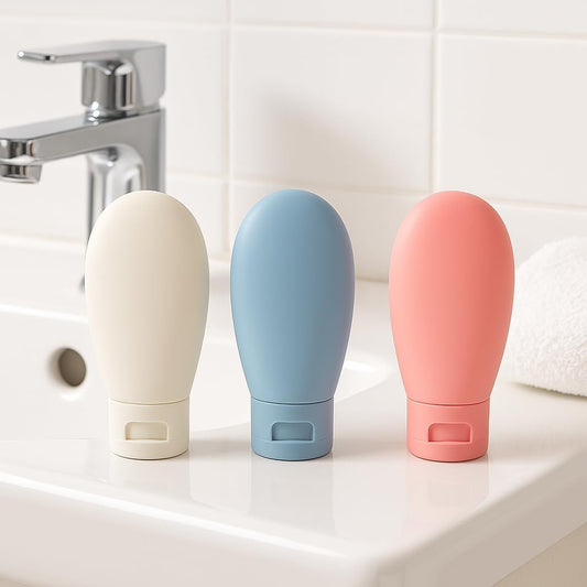 3 Pack Portable Travel Bottles for Toiletries, Leakproof Refillable 60ml/2.02oz, Travel Size Containers for Shampoo, Conditioner, Lotion, and Liquid Soap, Compact & Convenient (assorted colors)