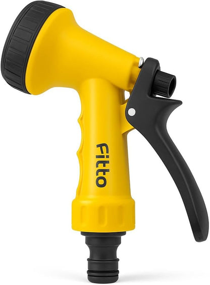 Yellow Garden Hose Nozzle with Trigger Handle and Adjustable Water Flow