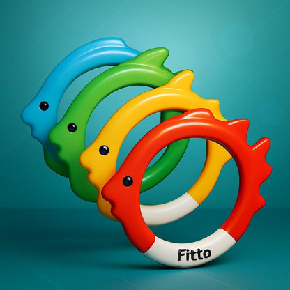 Underwater Diving Ring Set - Throw & Retrieve Toys for Swimming Pools, Diving Accessories & Pool Party Games - Pack of 4