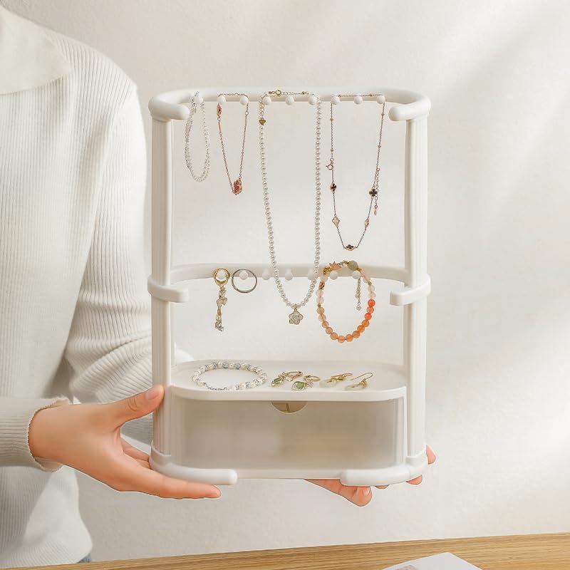 Three Layer Jewelry Storage Rack – Compact Design in White