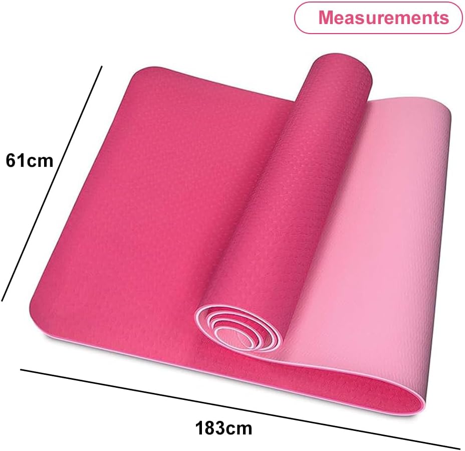 96 Pieces 4mm Thick Yoga Mats (61x183cm - Non-Slip – Eco-Friendly Pink Exercise Mat for Yoga – Pilates – Fitness – and Home Workouts - Extra Cushioning for Joint Support)