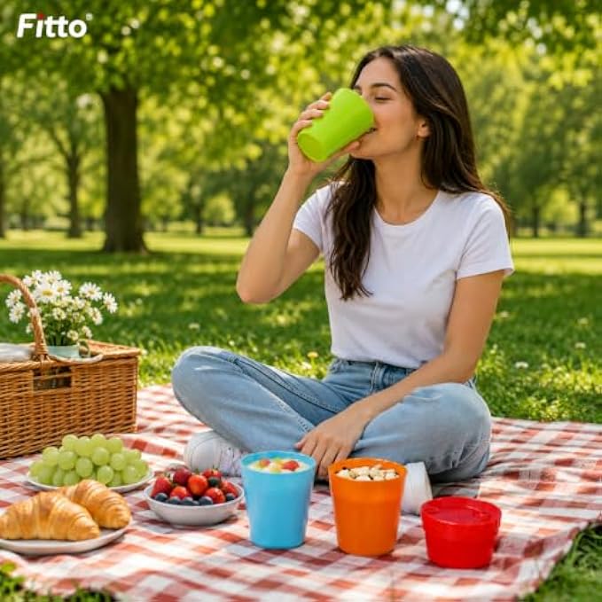 120 Pieces Picnic Tumbler Sets (4 Piece 400 ml Plastic Drinking Cups – BPA-Free Reusable Stackable Tumblers for Home Office Travel and Picnics – Multicolor)