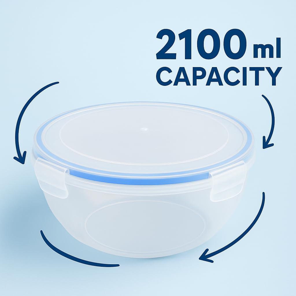 Food Storage Box 2100ml - Airtight, BPA-Free, Leak-Proof Container for Pantry, Kitchen, & Meal Prep - Durable Plastic, Stackable, Microwave & Dishwasher Safe