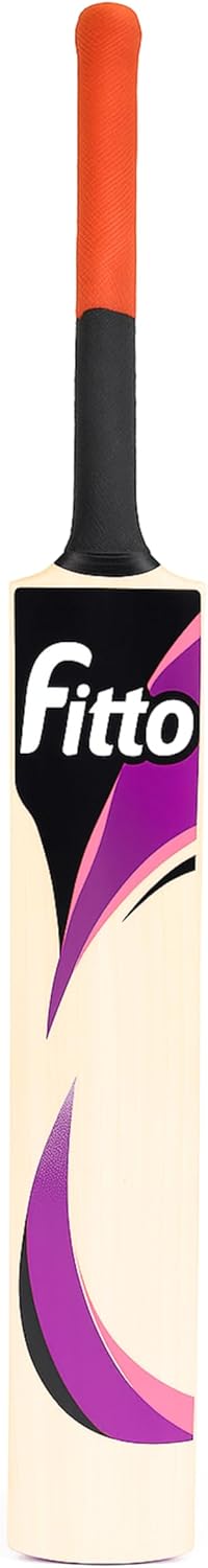 Visiion 1000 Cricket Bat - Wooden Blade, Black & Pink Design, Grip Handle
