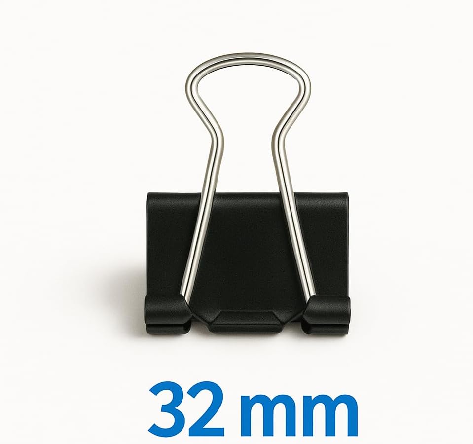 240 Pieces Binder Clips - Heavy Duty Metal Clamps for Organizing Papers (Files – Office Supplies – and Schoolwork - Durable – Reusable – Ideal for Home – Office – and Classroom Use (12Pcs 32mm – Black))