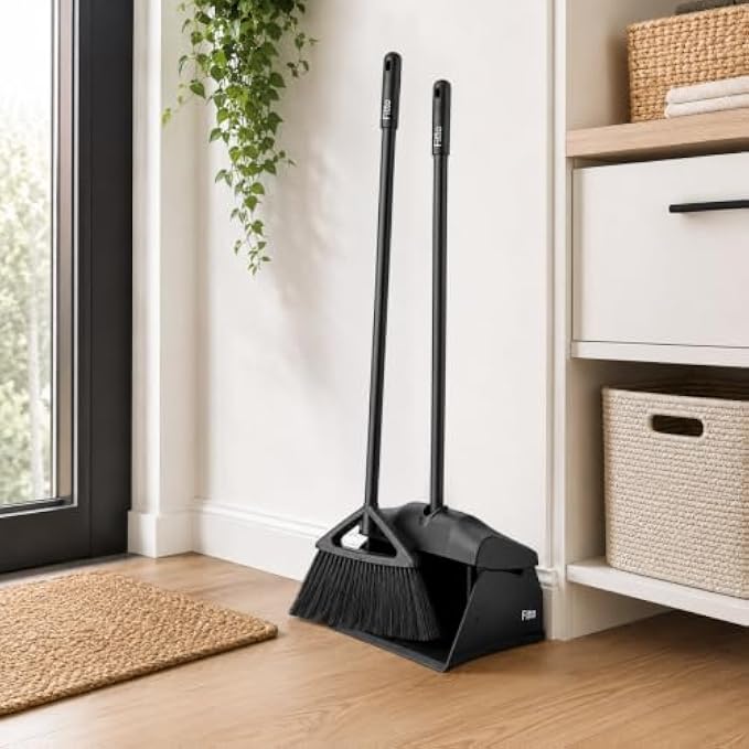 72 Pieces Foldable Dustpan & Broom Sets (Long Handle Upright Sweeping Set with Dense Bristles for Home – Kitchen and Office Cleaning)