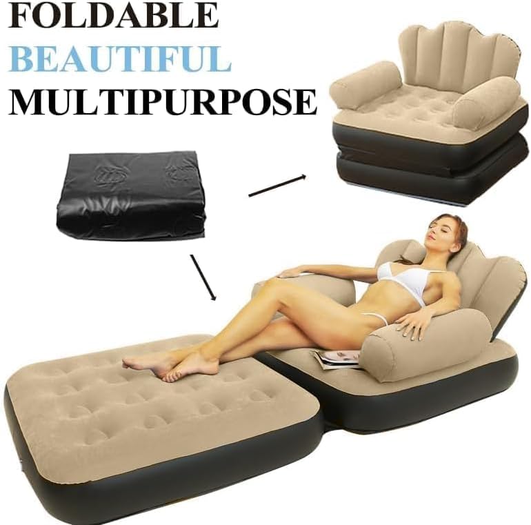 48 Pieces 5-in-1 Inflatable Sofa Beds (Portable Inflatable Couch – Lazy Sofa for Adults – Quick Inflate – Foldable – Comfortable Air-Filled Lounge Chair for Indoor & Outdoor Use)