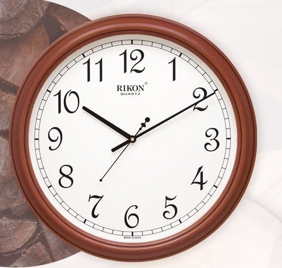 Simple Wall Clock with 25cm Wooden Finish Frame | Minimalist Design for Home and Office | Silent Non-Ticking Quartz Movement | Easy-to-Read Dial | Perfect for Living Room, Kitchen, Bedroom