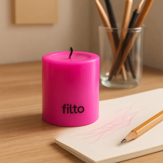 Pillar Candle Unscented, Long Burning, Smokeless White Wax Candle for Home Decor, Weddings, Events - PINK CLR, 5X5 CM