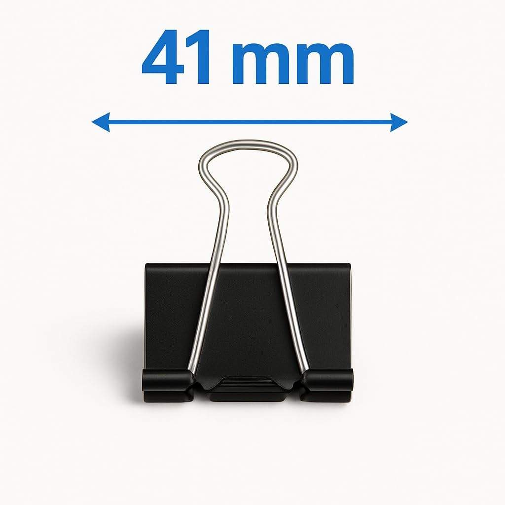144 Pieces Binder Clips - Heavy Duty Metal Clamps for Organizing Papers (Files – Office Supplies – and Schoolwork - Durable – Reusable – Ideal for Home – Office – and Classroom Use (12Pcs 41mm – Black))