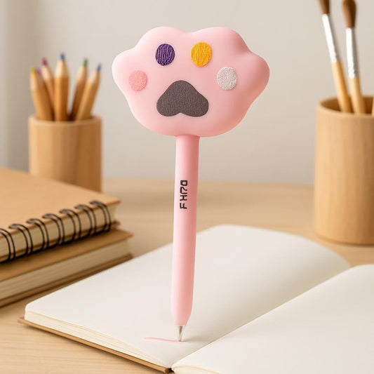 1pc 1.0mm Fantasy Ball Pen 22cm Cat Footprint Design Assorted Colors, Pack of 4