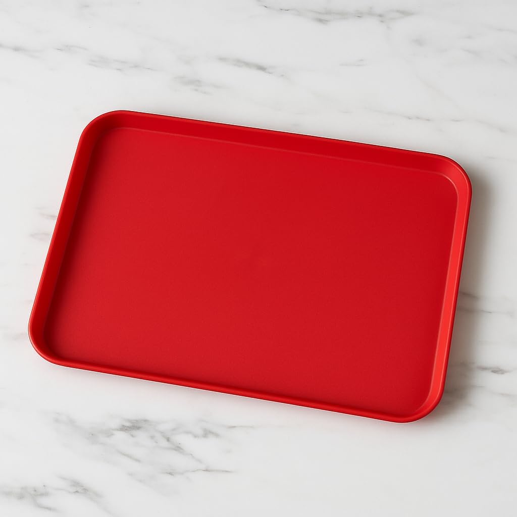 Plain Red Tray – Versatile and Durable Serving Tray for Home, Kitchen, Restaurant, and Parties | Perfect for Food, Snacks, Drinks, and Decorative Use | Easy to Clean and Lightweight