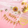 120 Pieces Gold Happy Birthday Candle Cake Toppers with glitters (Birthday Cake Decoration – Candle Toppers – Party Supplies)