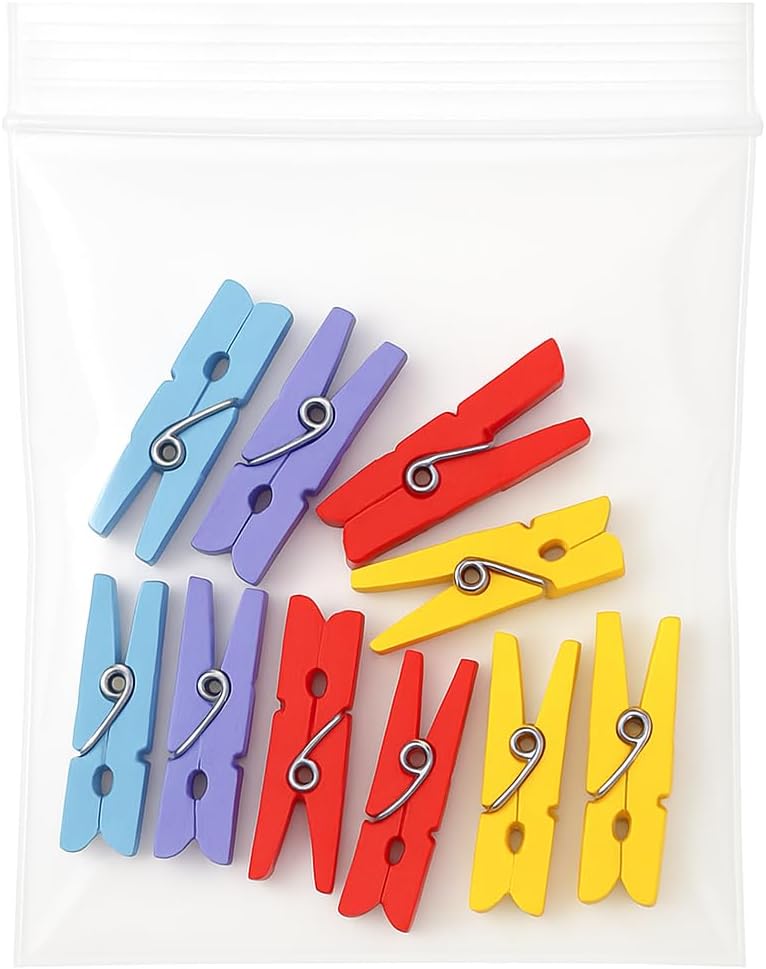 15 Pieces Cloth Pins with Spring 30mm Assorted Color