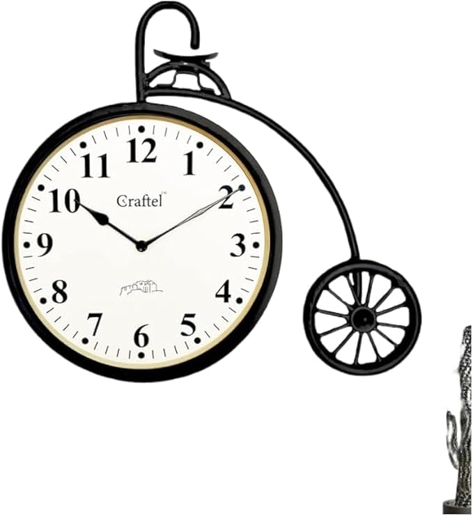 FITTO Cycle Model Wall Clock, 12-Inch Decorative Bicycle Design Wall Clock, Unique Vintage Style Clock with Silent Non-Ticking Quartz Movement, Ideal for Living Room, Bedroom, Kitchen Decor