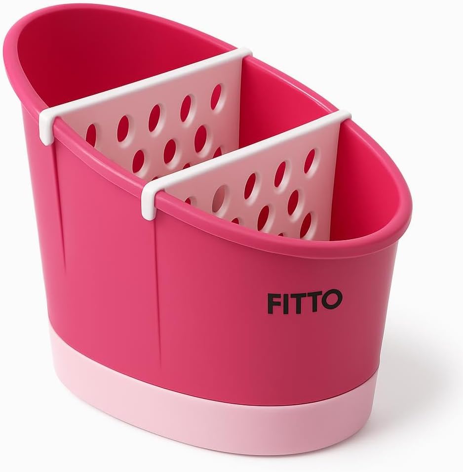 120 Pieces Kitchen Utensil Holders (3 Section Organizer in Pink)