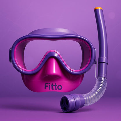 Silicone Diving Set Glasses for Snorkeling & Swimming – Purple, Fully Sealed Mask with Snorkel & Fin Support