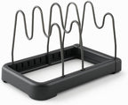 96 Pieces Adjustable Pan & Lid Organizer Racks (7 Adjustable 201 Stainless Steel Dividers – Gun Grey)