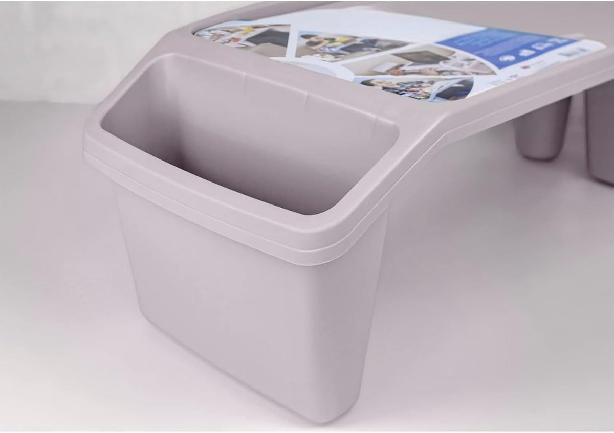 96 Pieces Desk Lap Tray Tables with 3 Compartments (Versatile Bed Tray – Sofa Table with Side Pockets for Snacks – Tablets – Toys – and Reading - Perfect Portable Work Surface – Plastic – Grey)