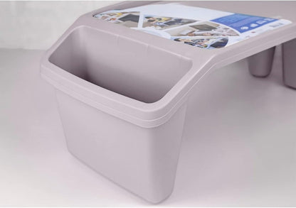 Desk Lap Tray Table with 3 Compartments, Versatile Bed Tray, Sofa Table with Side Pockets for Snacks, Tablets, Toys, and Reading - Perfect Portable Work Surface, Plastic, Grey