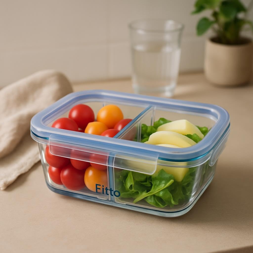 72 Pieces Glass Storage Food Containers with Full Divider (1200ml)