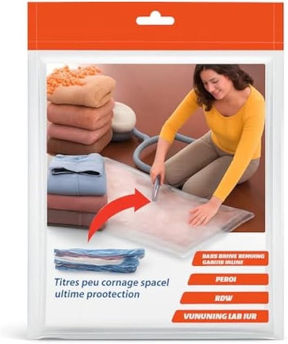 Vacuum Storage Bags for Clothes - Reusable Vacuum Seal Compression Bags Space Saver for Bedding Blankets Towels Travel
