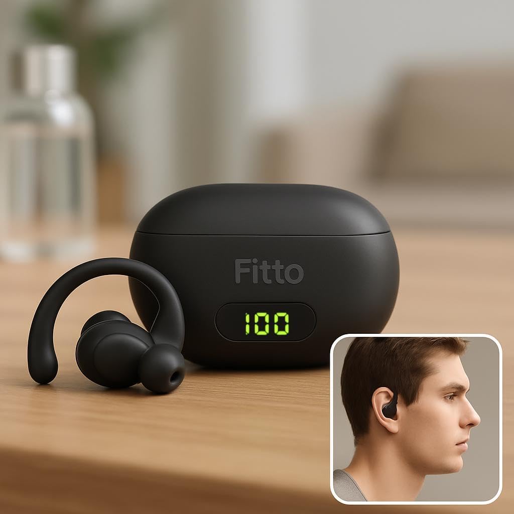 96 Pieces Ear Clip Bluetooth Earbuds - Wireless Black Earphones for Sports and Daily Use
