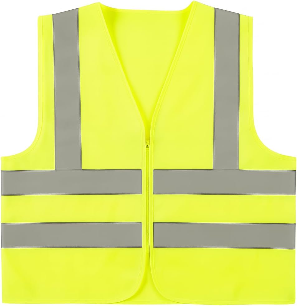 144 Pieces Reflective Vest - Sleeveless Yellow Working Clothes for Safety | High Visibility Reflective Gear for Construction (Traffic – Road Work – Outdoor Activities – and Night Work)