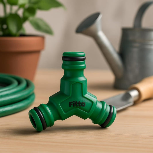 Green Three-Way Coupling Coupler for Garden Hoses