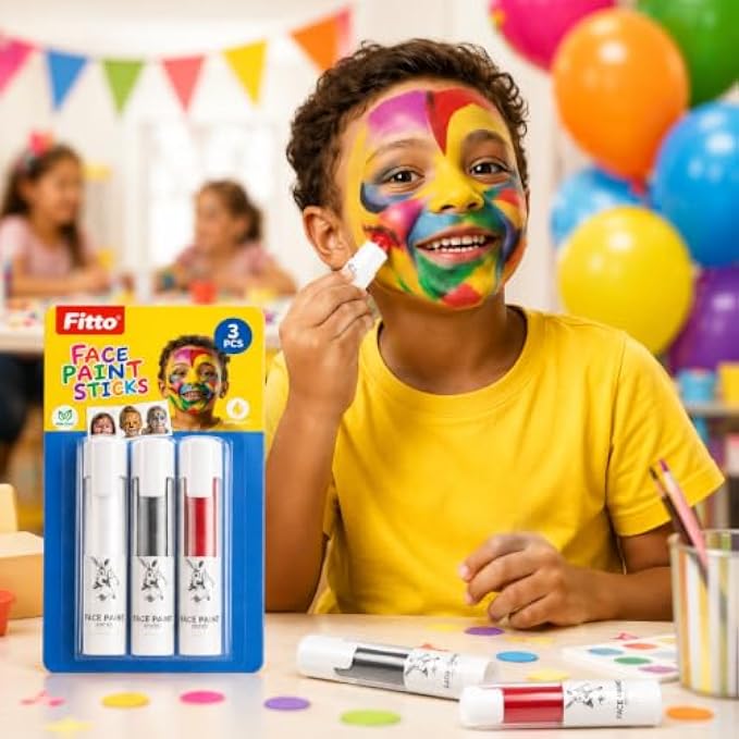 120 Pieces Face Paint Sticks (3-Piece Twist-Up Face and Body Paint Set in White – Black and Red for Parties – Festivals and Creative Makeup)