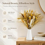 96 Pieces Natural Dried Pampas Grass Bouquets with Wheat Stems and Bunny Tails (Neutral Boho Floral Arrangement for Living Room – Bedroom and Office Décor – Yellow – Beige and White)