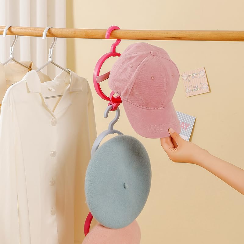 144 Pieces Self-Adhesive Wall-Mounted Hat Storage Racks (Blue + Yellow – Rose Red + Blue – Pack of 2)