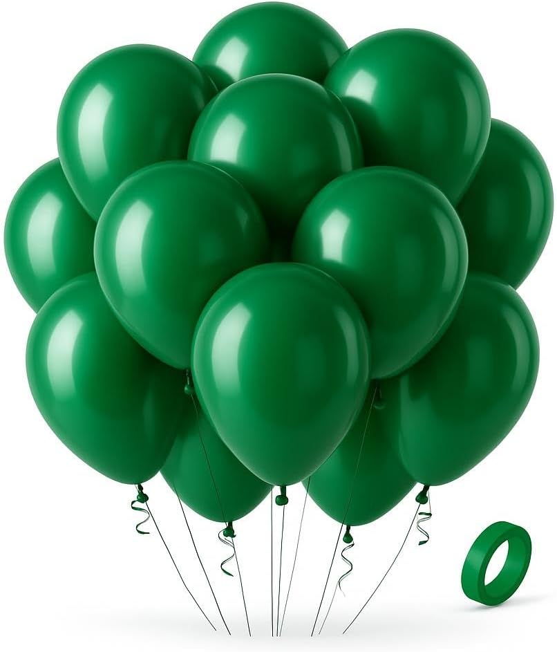 Green Latex Balloon 12 Inch, 2.8gms Metallic Green, Pack of 100 for Party & Event Decor