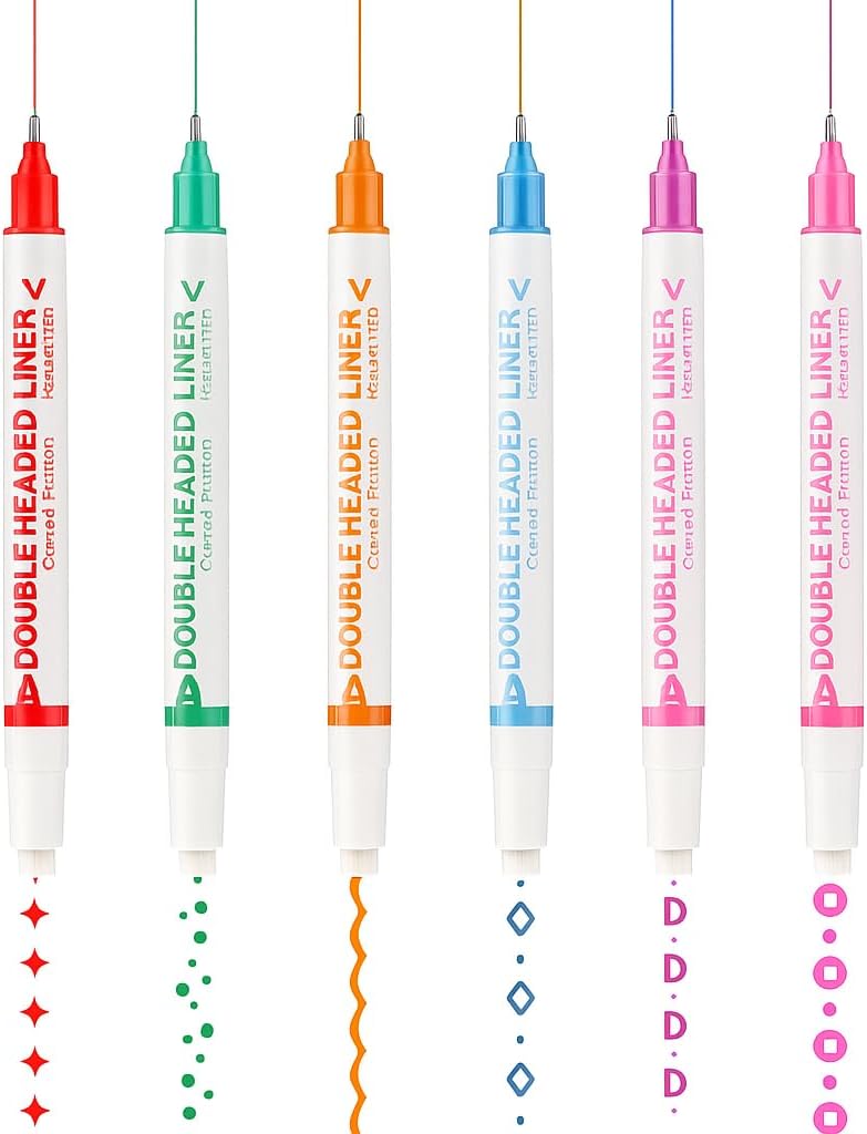 6 Piece Curved Two Side Highlighter, 15.2cm Assorted Colors