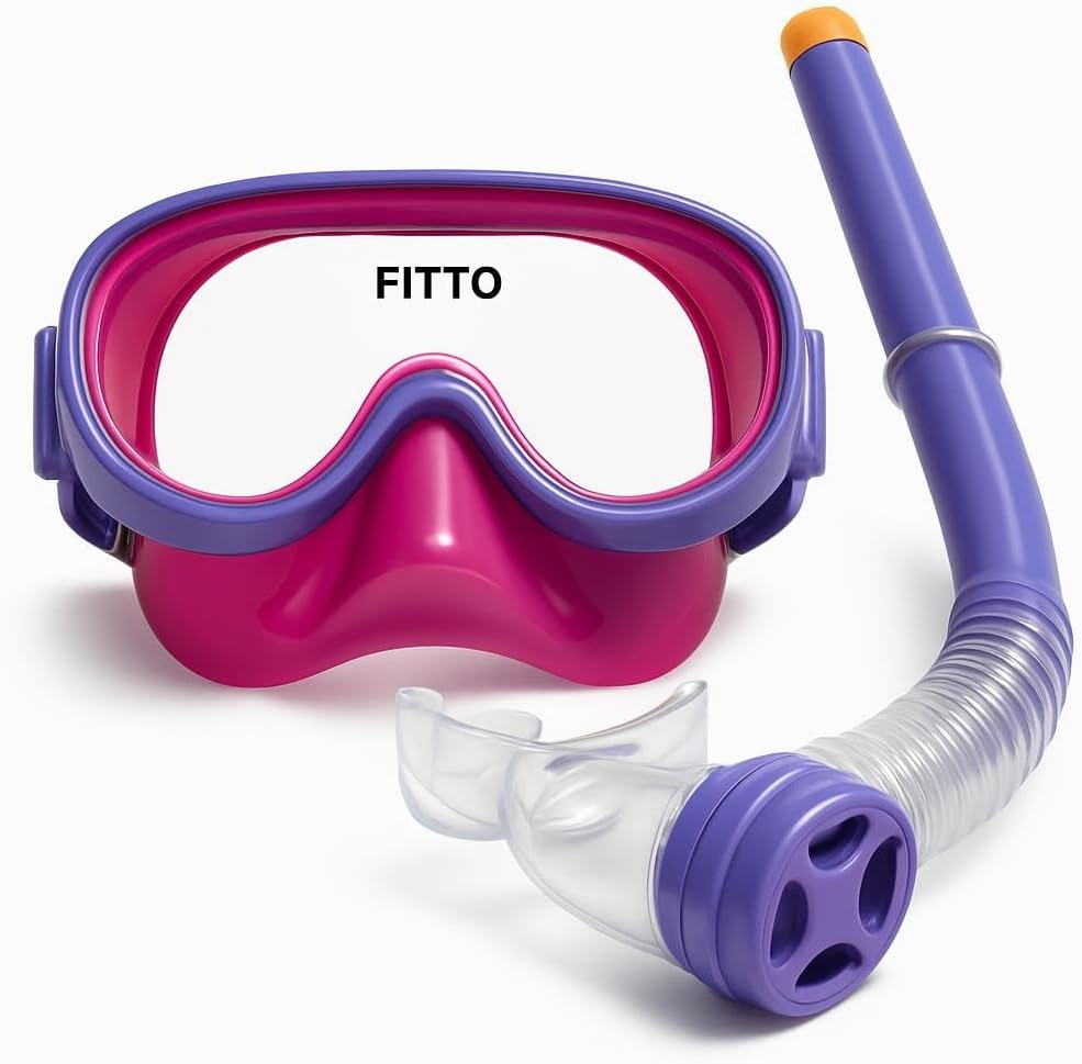 Silicone Diving Set Glasses for Snorkeling & Swimming – Purple, Fully Sealed Mask with Snorkel & Fin Support