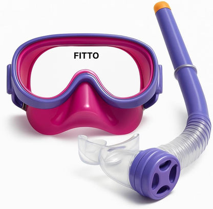 Silicone Diving Set Glasses for Snorkeling & Swimming – Purple, Fully Sealed Mask with Snorkel & Fin Support