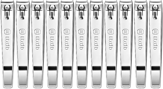 Nail Clipper Set Stainless Steel Pack of 12 – Fingernail & Toenail Clippers with Nail File, Compact Travel Manicure Pedicure Tools