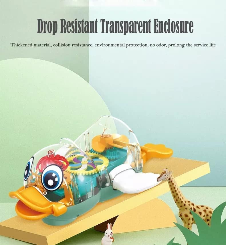 96 Pieces Electric Transparent Concept Gear Ducks (Music Interactive – Universal Walking – Early Education Vehicle – Gift Toys for Children)