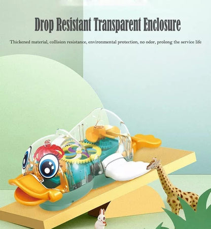 Electric Transparent Concept Gear Duck, Music Interactive, Universal Walking, Early Education Vehicle, Gift Toys for Children