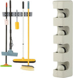 96 Pieces Wall Mounted Broom Holders (5-Slot Organizer for Mops – Brushes – and Long-Handled Tools – Durable Plastic – Easy Installation with Screws Included for Home – Garage – Laundry – and More)