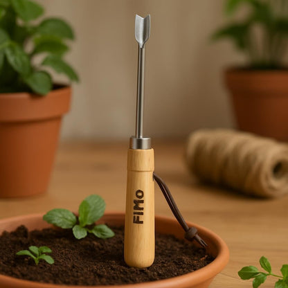 Wooden Handle Forked Tip Hand Tool for Prying and Digging