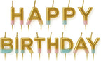 144 Pieces Happy Birthday Cake Candles with Blue Glitter (Birthday Party Cake Toppers – Decorative Glitter Candles)