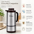 72 Pieces Stainless Steel Insulated Thermal Flasks with Handle and Pour Spout (Leak-Resistant Hot and Cold Beverage Jug for Home – Office and Travel – Silver and Dark Brown)