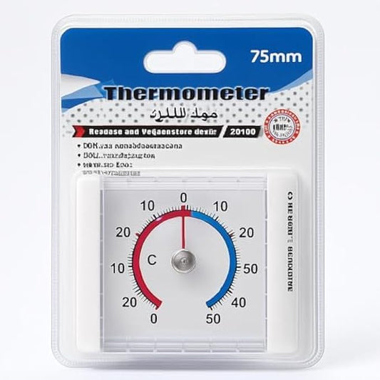75mm Dial Thermometer White - Analog Indoor Outdoor Room Wall Fridge Aquarium Temperature Gauge