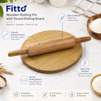 96 Pieces Wooden Rolling Pins with Round Rolling Board (Natural Wood Dough Roller Set with Easy-Grip Handles for Roti – Chapati and Baking)