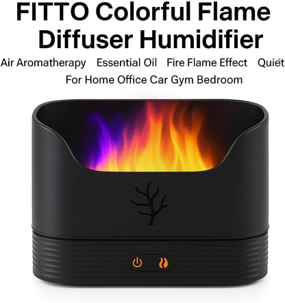 Colorful Flame Diffuser Humidifier, Air Aromatherapy, Essential Oil, Fire Flame Effect, Quiet, Auto Shut Off, For Home Office Car Gym Bedroom