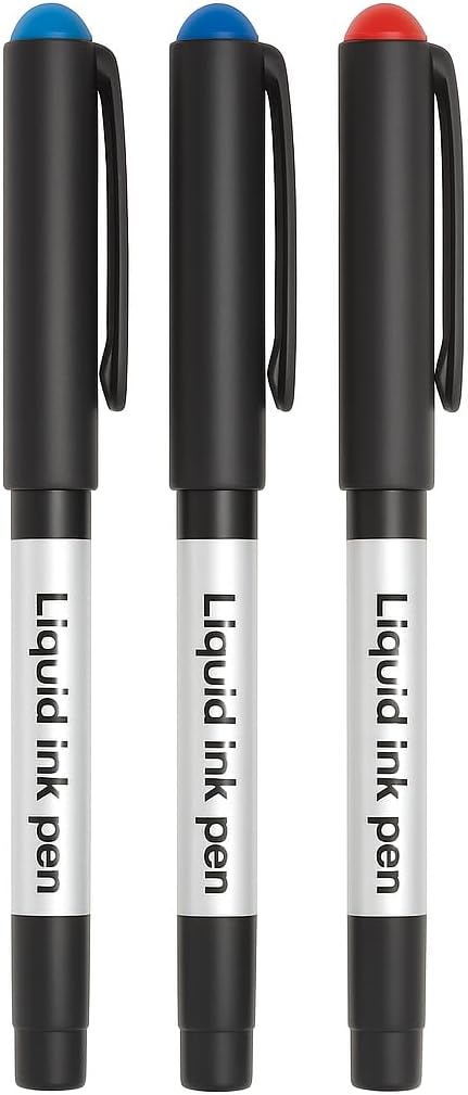3-Piece 0.7mm Liquid Ink Pens 14cm - Red & Blue