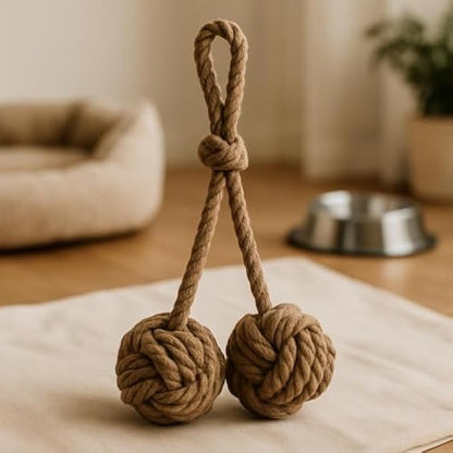 Pet Tug Rope Toy for Dogs - Chew & Tug Toy Cotton Rope, Interactive Pulling Toy Coffee Brown 35x13cm