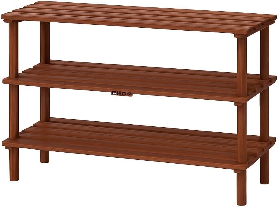 Wooden Shoe Rack 3 Layer, Coffee Brown, 74x26x48.5cm